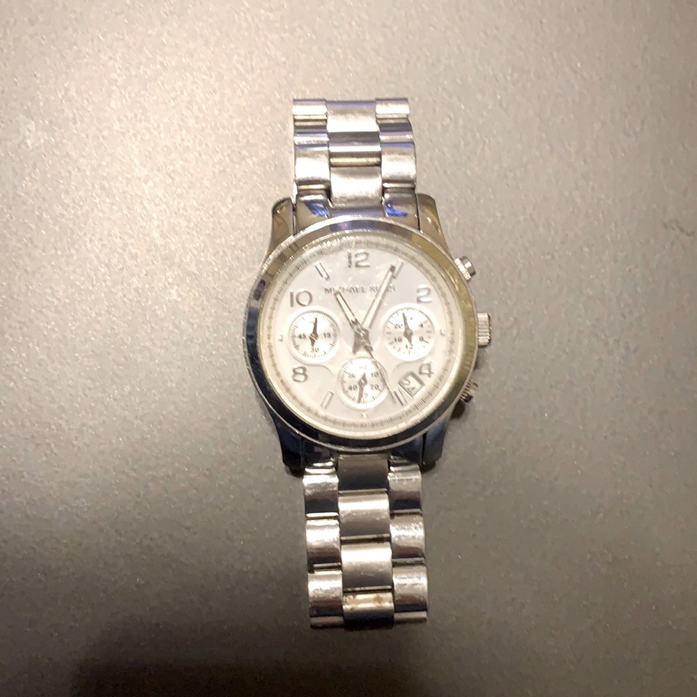 Michael Kors oversized silver tone watch